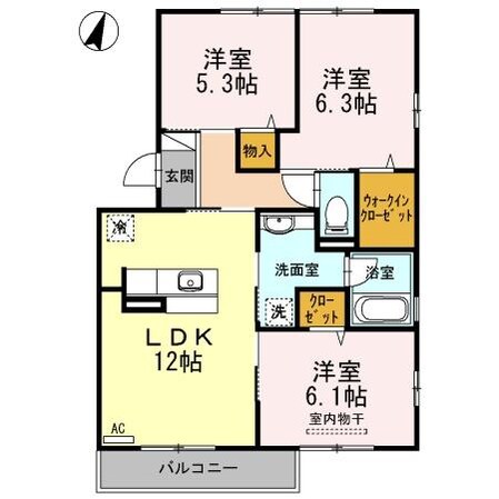 シャルムサールA棟の物件間取画像